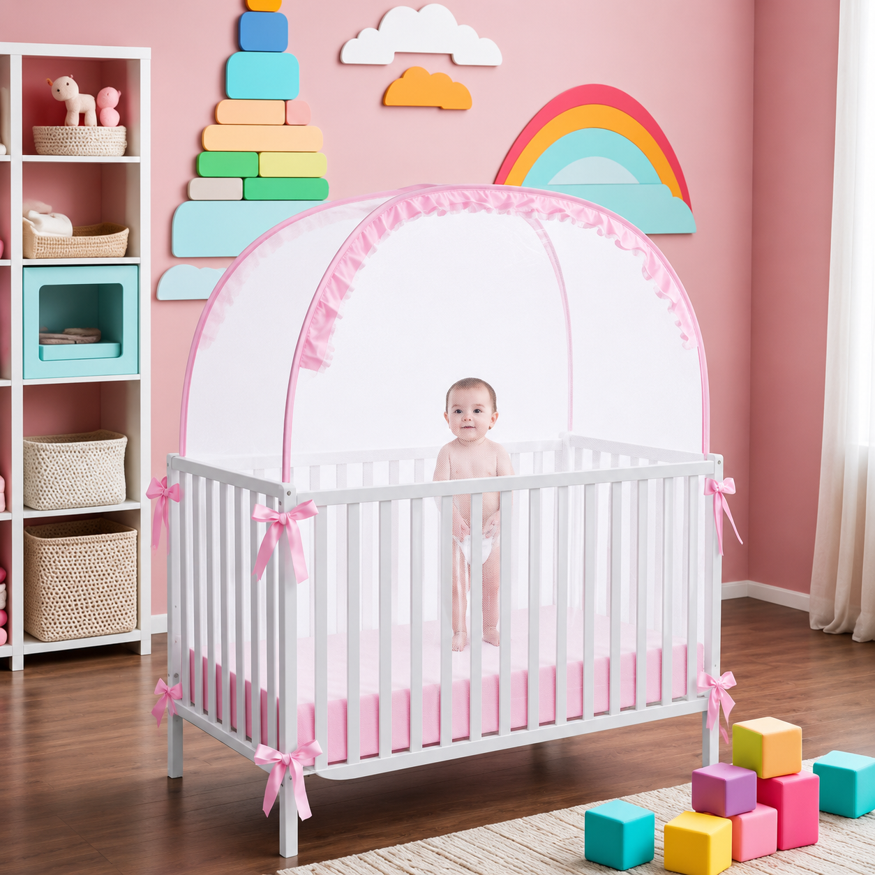 Foldable Kids Baby Dome Bed Tent Play Net (Portable Polyester Canopy)