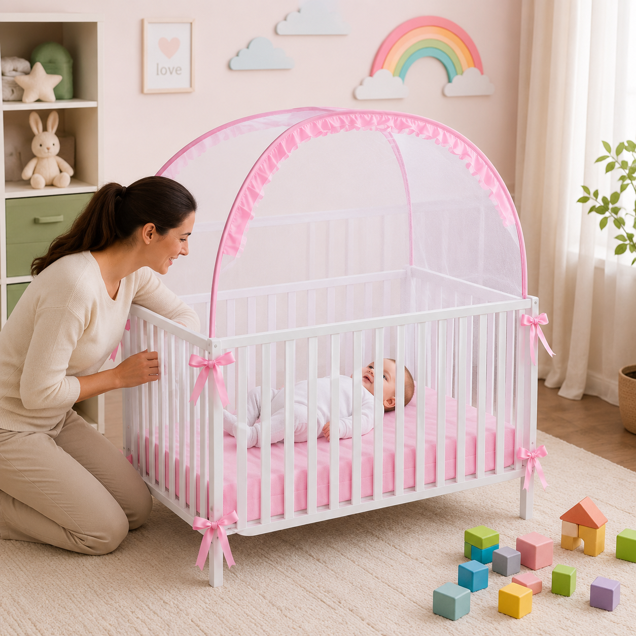 Foldable Kids Baby Dome Bed Tent Play Net (Portable Polyester Canopy)